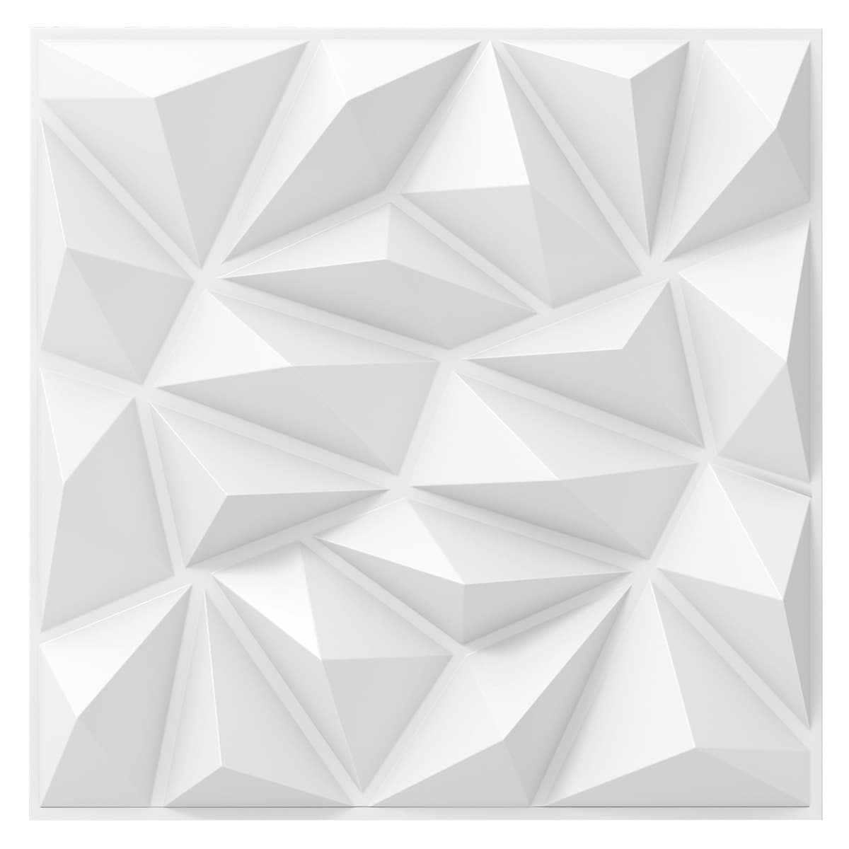 CostwayLot de 20 Panneaux Muraux 3D Carreaux Murs en PVC avec Motifs Décoratifs en Diamant pour Peinture Panneaux Carrés Autocollants pour 5㎡ Blanc