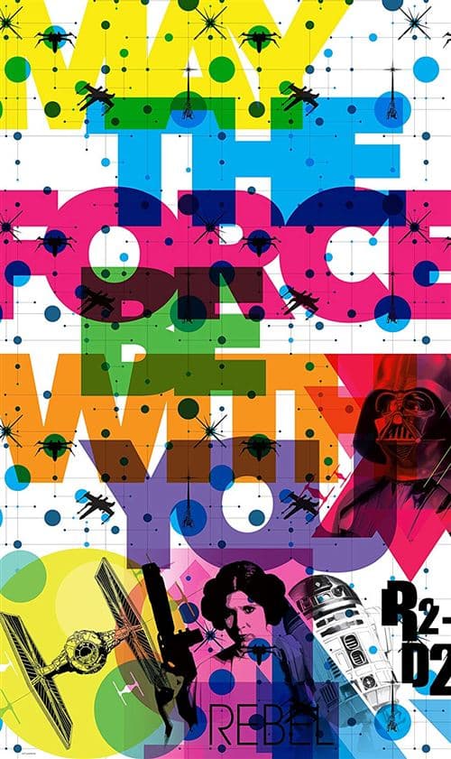 Komar VD Panneau de 029 non-tissé Star Wars Pop Fluo geome Optimetrics Leia 1 Gare, avec colle, multicolore, 120 x 200 cm