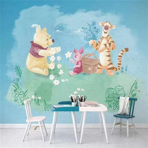 Papier Peint - Winnie Pooh Picnic 300x280cm - Intissé,
