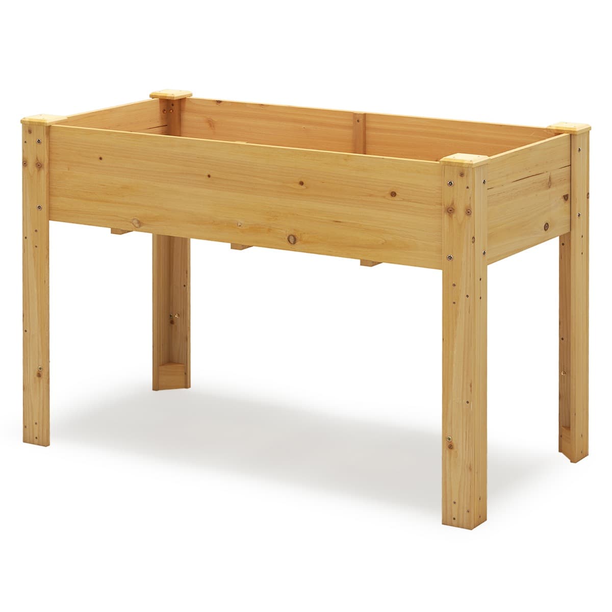 CostwayJardinière Surélevé en Bois avec Trou de Drainage Lit de Jardin avec Pieds Bac de Culture pour Plantes Fleurs Végétaux 120x60x82cm Naturel